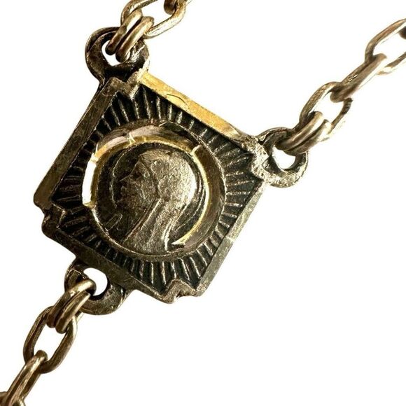 Roma sterling silver purple glass beaded rosary - Picture 3 of 14